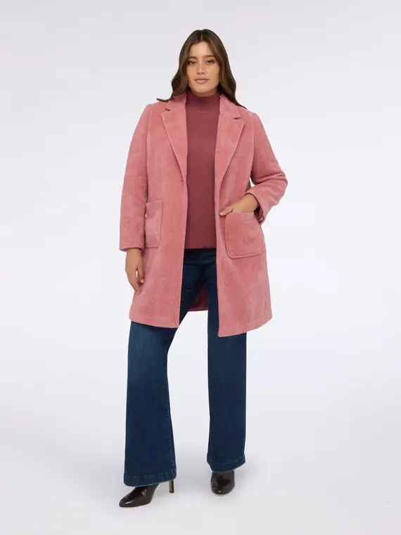 Cappotto effetto bouclé Donna, Rosa (58 IT)