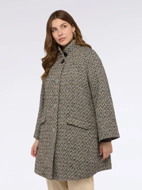 Cappotto in jacquard con collo alto Donna, Beige (60-62 IT) miniatura 3