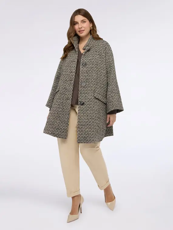 Cappotto in jacquard con collo alto Donna, Beige (60-62 IT)