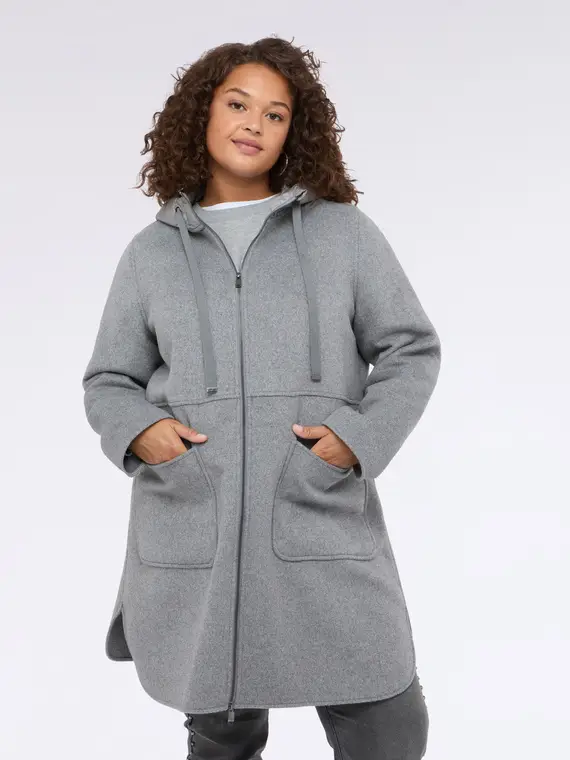 Cappotto in misto lana con cappuccio in nylon Donna, Grigio (46 IT) miniatura 2