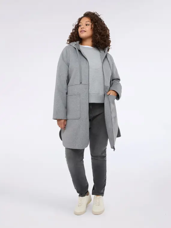 Cappotto in misto lana con cappuccio in nylon Donna, Grigio (46 IT)