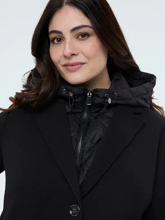 Cappotto in scuba con davantino rimovibile Donna, Nero (54 IT) miniatura 3