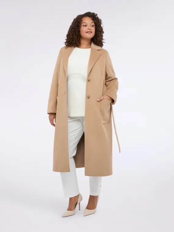 Cappotto lungo con cintura Donna, (46 IT)