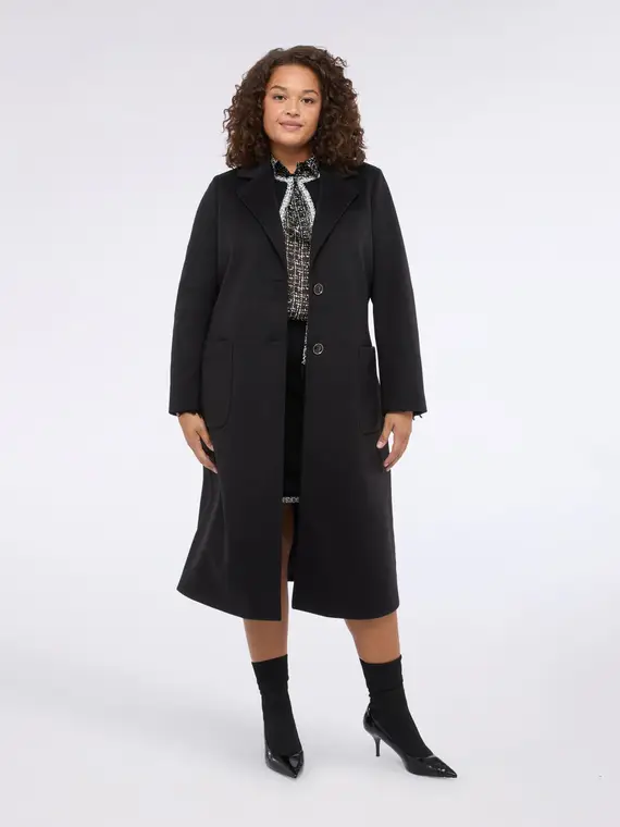 Cappotto lungo con cintura Donna, Nero (44 IT)