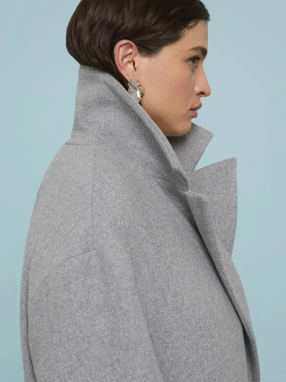 Cappotto lungo in panno misto lana Donna, Grigio (46 IT) miniatura 3