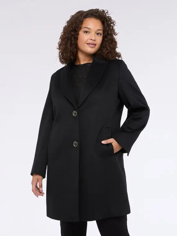 Cappotto lungo misto lana con bottoni Donna, Nero (58 IT) miniatura 3