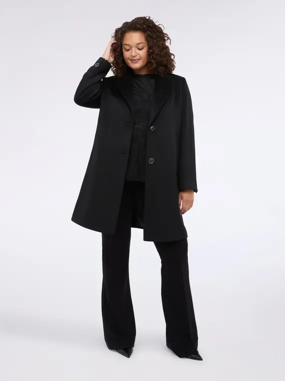 Cappotto lungo misto lana con bottoni Donna, Nero (58 IT)
