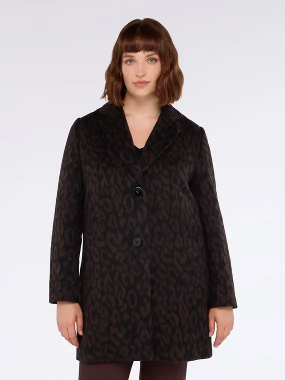 Cappotto maculato in misto lana Donna, Nero (58 IT)