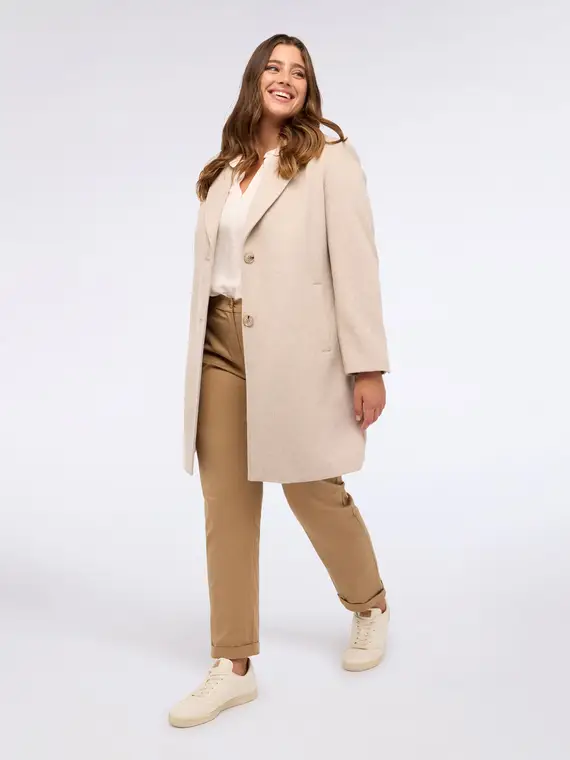 Cappotto misto lana con bottoni e collo a lancia Donna, Beige (46 IT) miniatura 3