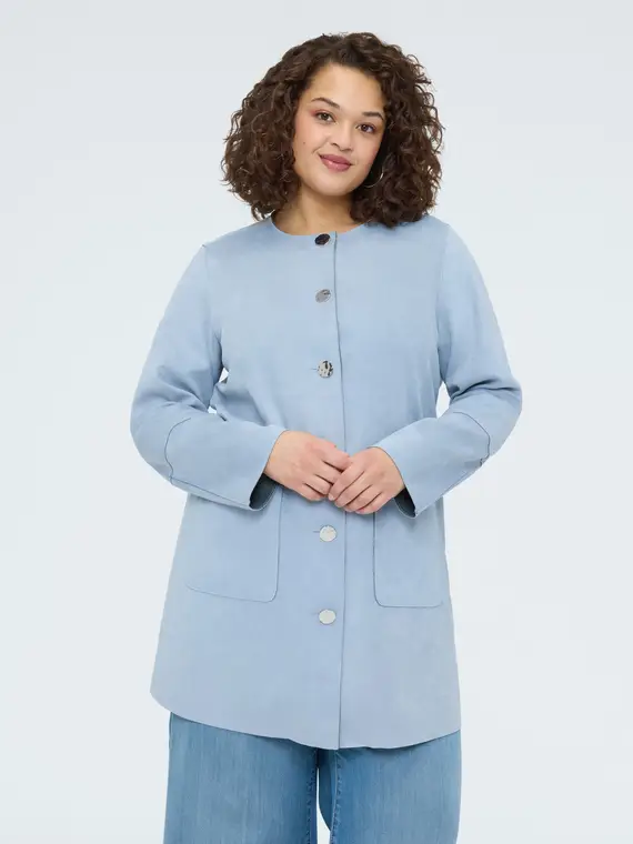 Cappotto soft touch con bottoni Donna, Azzurro (60-62 IT)