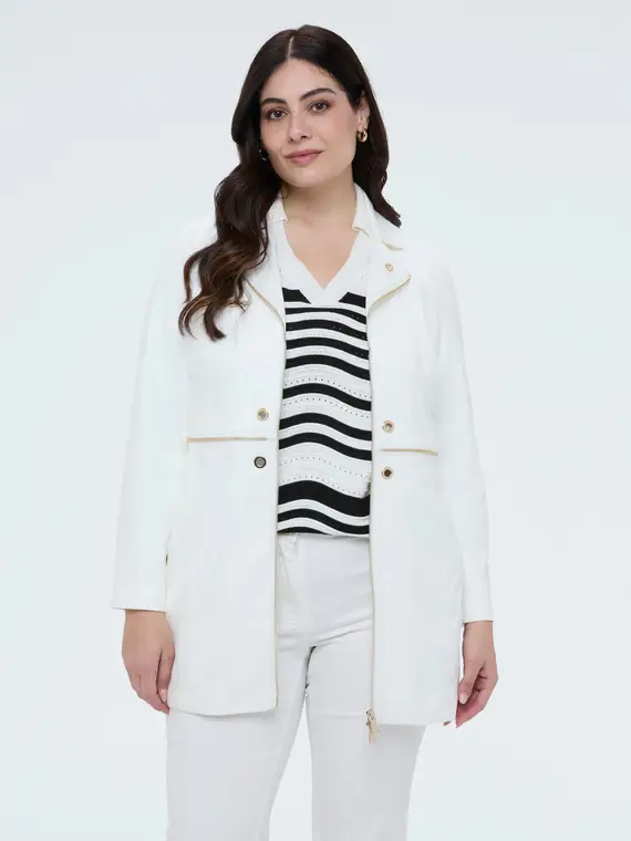 Cappotto soft touch con zip decorative Donna, Bianco (52 IT) miniatura 2
