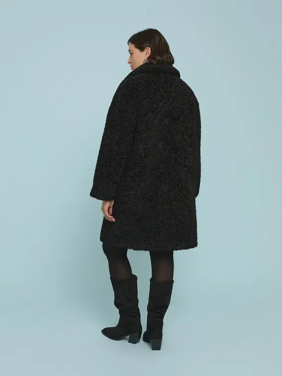 Cappotto teddy lungo Donna, Nero (60-62 IT) miniatura 2