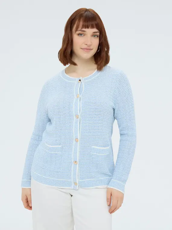 Cardigan in maglia lavorata a righe Donna, Azzurro (52-54 IT)