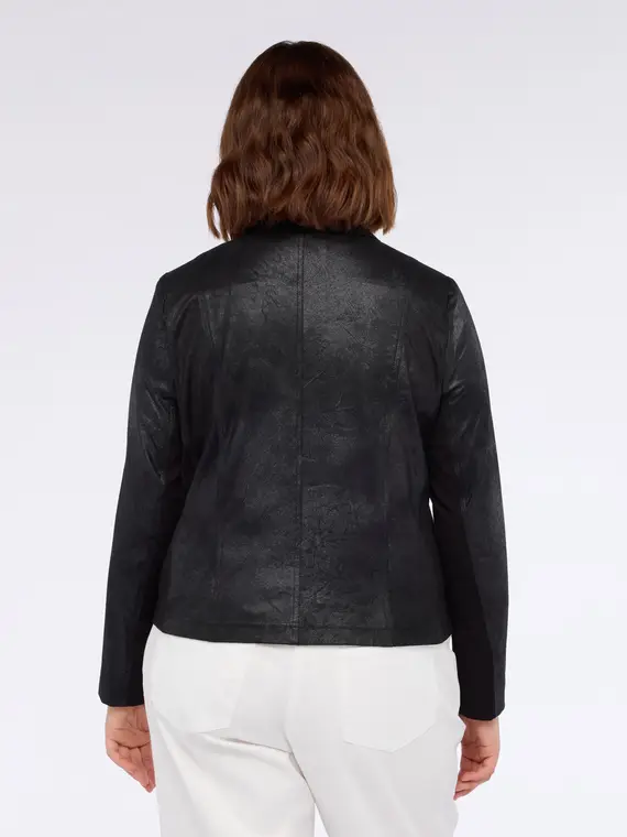 Chiodo effetto scamosciato con zip dorata Donna, Nero (46 IT) miniatura 3