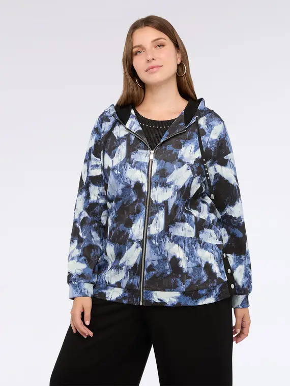 Felpa aperta con cappuccio Donna, Nero (44-46 IT) miniatura 3