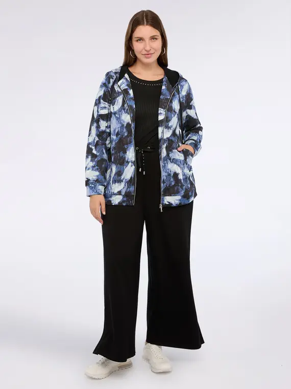 Felpa aperta con cappuccio Donna, Nero (44-46 IT)