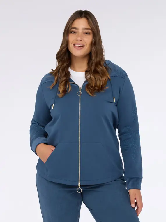 Felpa aperta con cappuccio e ricami floreali Donna, (44-46 IT) miniatura 3