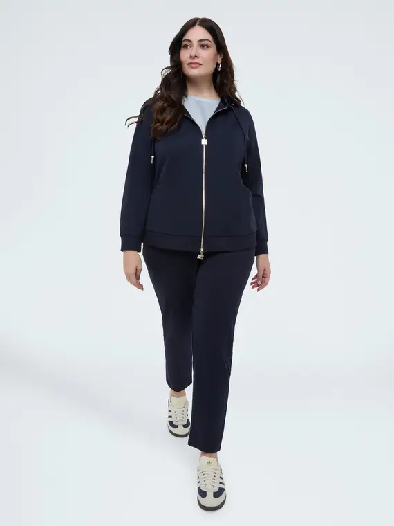 Felpa aperta con cappuccio e zip Donna, Blu (56-58 IT) miniatura 3