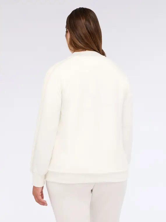 Felpa aperta con zip in doppio tessuto Donna, Bianco (64 IT) miniatura 2