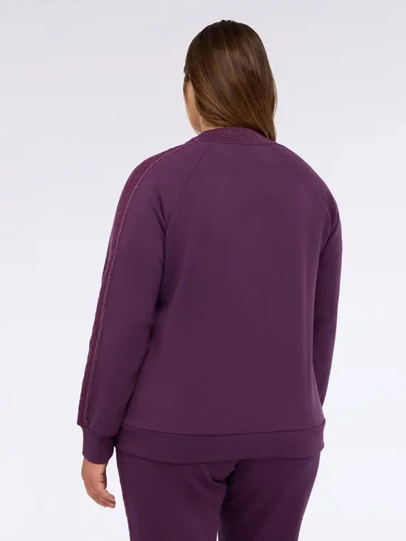 Felpa aperta con zip in doppio tessuto Donna, Viola (64 IT) miniatura 2