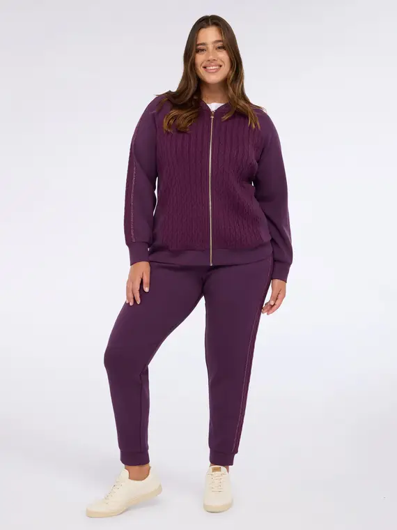 Felpa aperta con zip in doppio tessuto Donna, Viola (64 IT) miniatura 3