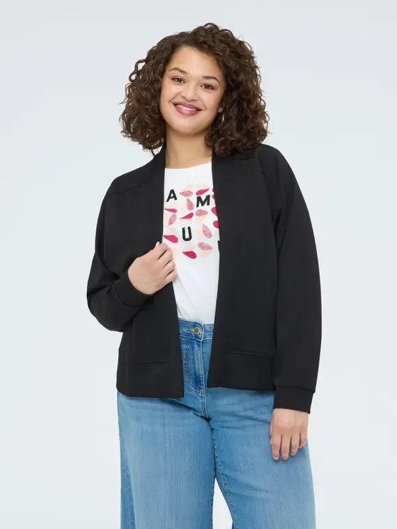 Felpa aperta in scuba Donna, Nero (48-50 IT)