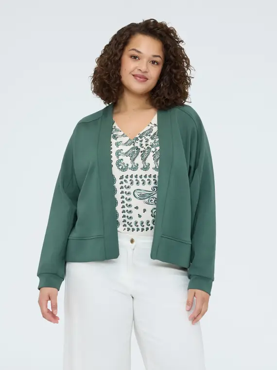 Felpa aperta in scuba Donna, Verde militare (64 IT)