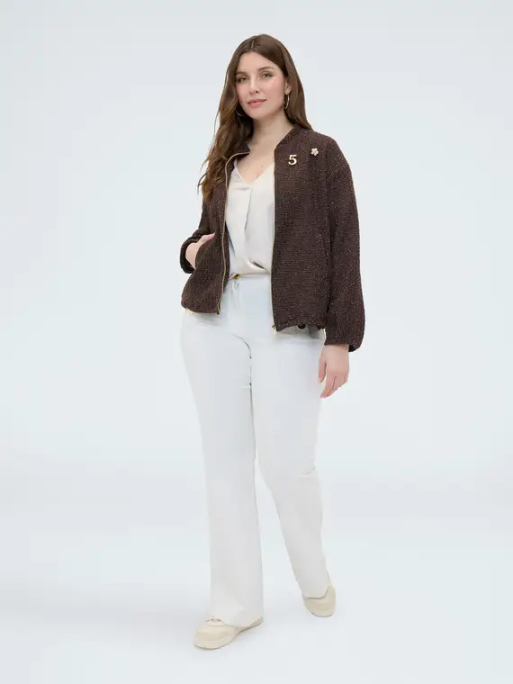 Felpa bomber con spillette Donna, Marrone (60-62 IT)