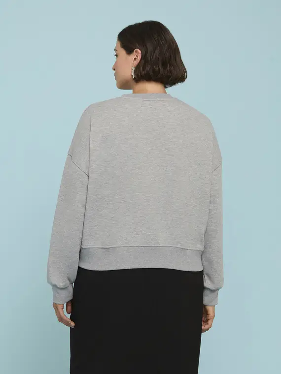 Felpa chiusa con scritta circolare Donna, Grigio (44-46 IT) miniatura 2