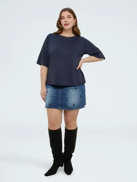 Felpa con applicazioni luminose Donna, Blu (56-58 IT)