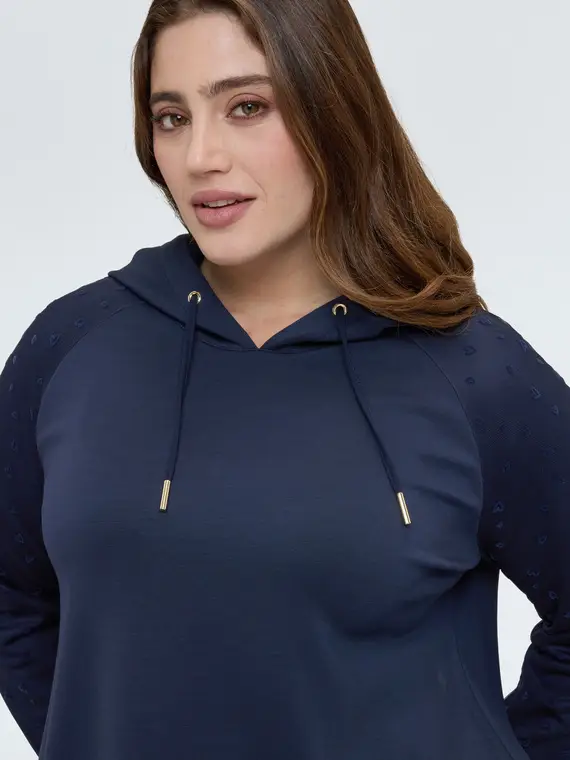 Felpa con cappuccio con maniche a cuoricini Donna, Blu (60-62 IT) miniatura 3