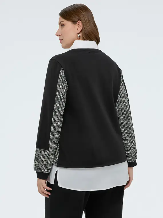 Felpa con dettaglio camicia Donna, Nero (60-62 IT) miniatura 2