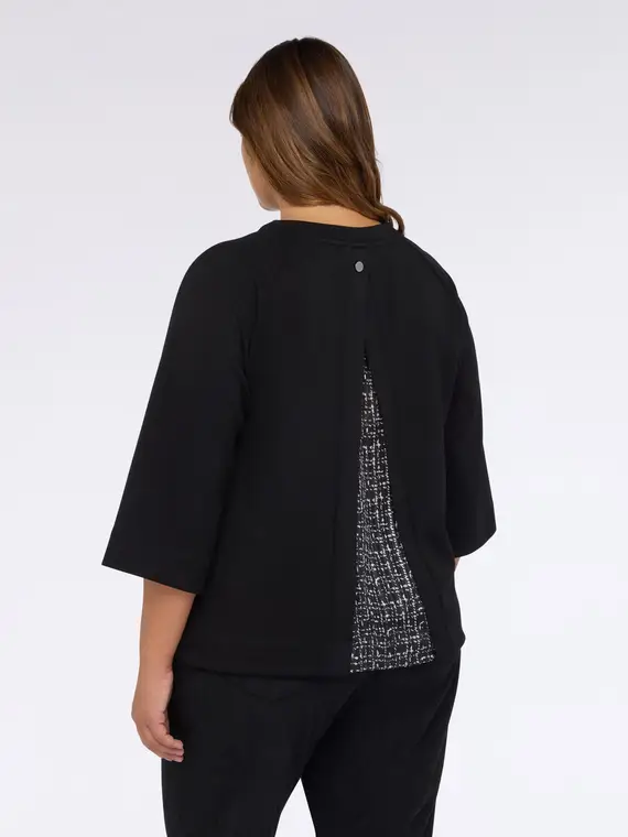 Felpa con dettaglio di occhielli Donna, Nero (60-62 IT) miniatura 2