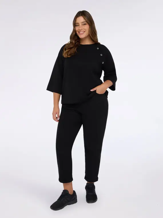 Felpa con dettaglio di occhielli Donna, Nero (60-62 IT)