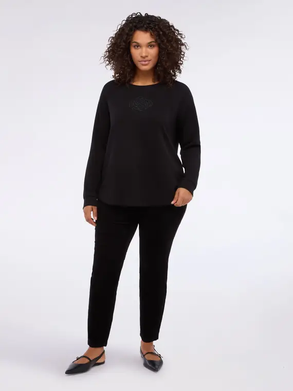 Felpa con fiore in strass Donna, (48-50 IT)