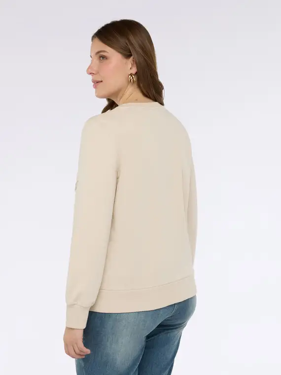 Felpa con lavorazione rombi e perline Donna, Beige (48-50 IT) miniatura 2