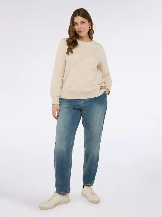 Felpa con lavorazione rombi e perline Donna, Beige (48-50 IT)