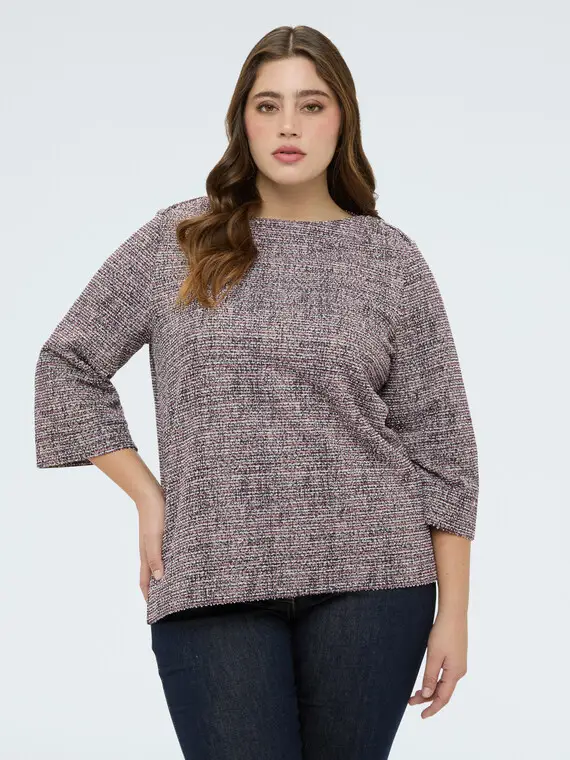 Felpa con scollo ampio Donna, Rosa (56-58 IT)