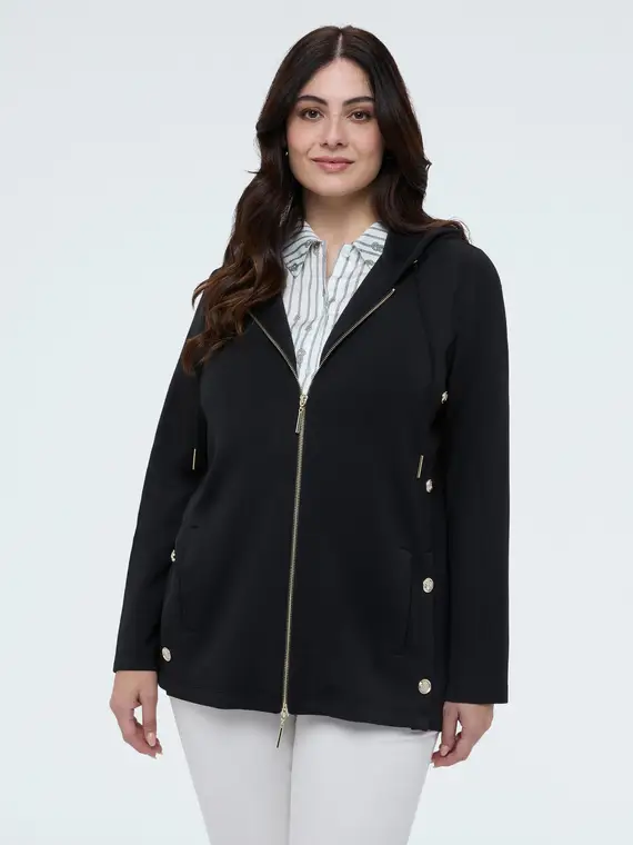 Felpa con zip e cappuccio Donna, Nero (60-62 IT) miniatura 3