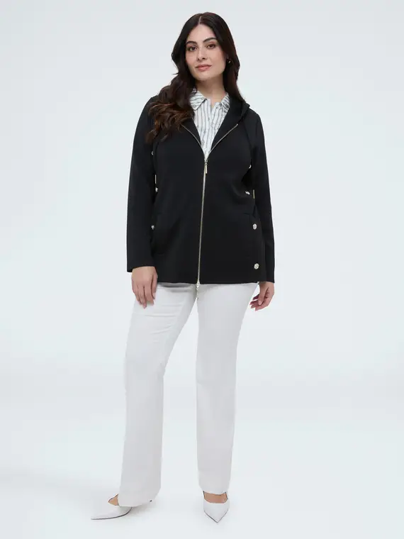 Felpa con zip e cappuccio Donna, Nero (60-62 IT)