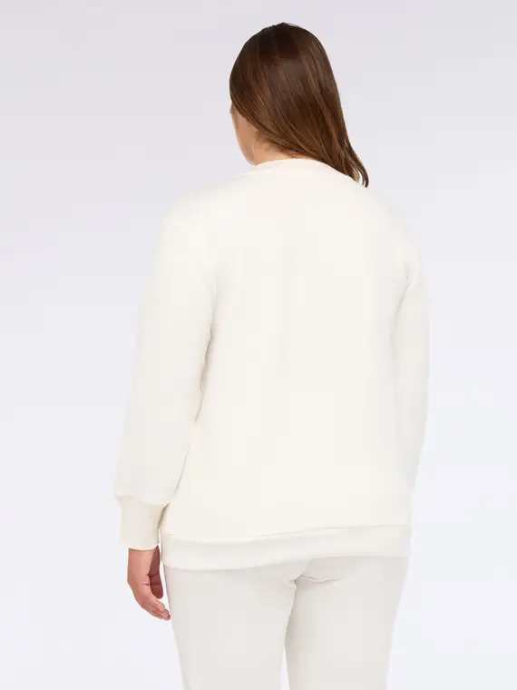 Felpa in doppio tessuto con lavorazione a trecce Donna, Bianco (60-62 IT) miniatura 2