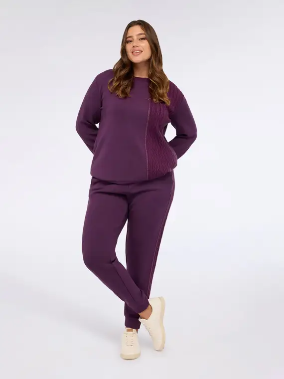 Felpa in doppio tessuto con lavorazione a trecce Donna, Viola (56-58 IT)