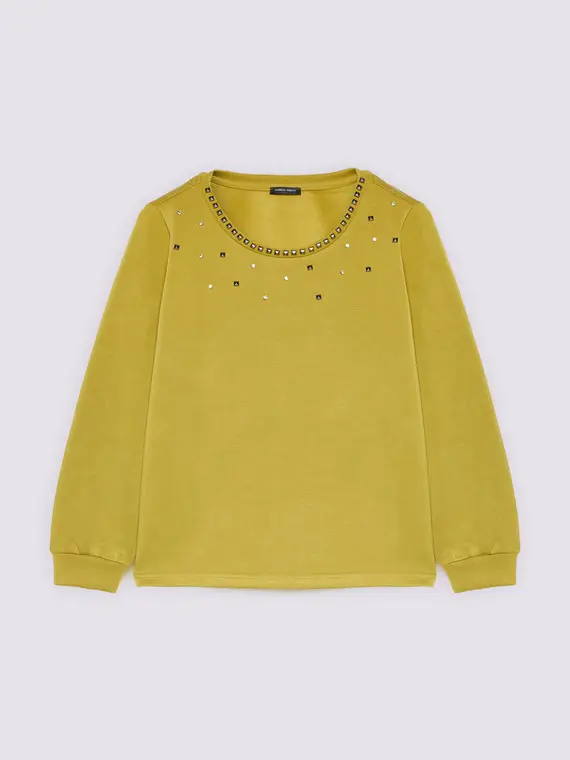 Felpa in scuba con borchiette Donna, (56-58 IT)