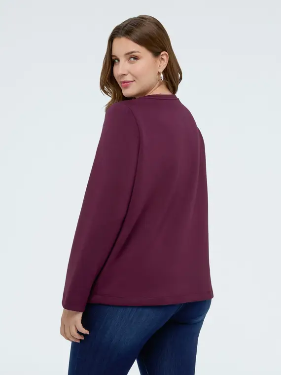 Felpa in scuba con castoni Donna, Bordeaux (64 IT) miniatura 2