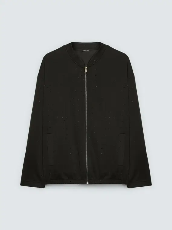 Felpa in scuba con punti luce Donna, Nero (60-62 IT)