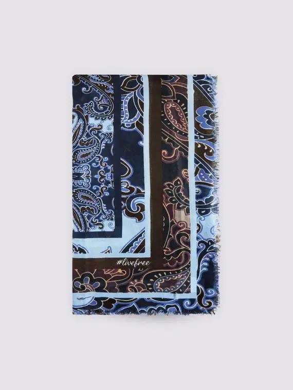 Foulard lungo con stampa paisley Donna, Blu miniatura 2