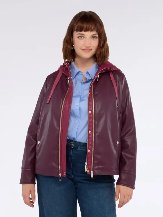 Giacca biker 3 in 1 Donna, Bordeaux (46 IT) miniatura 3