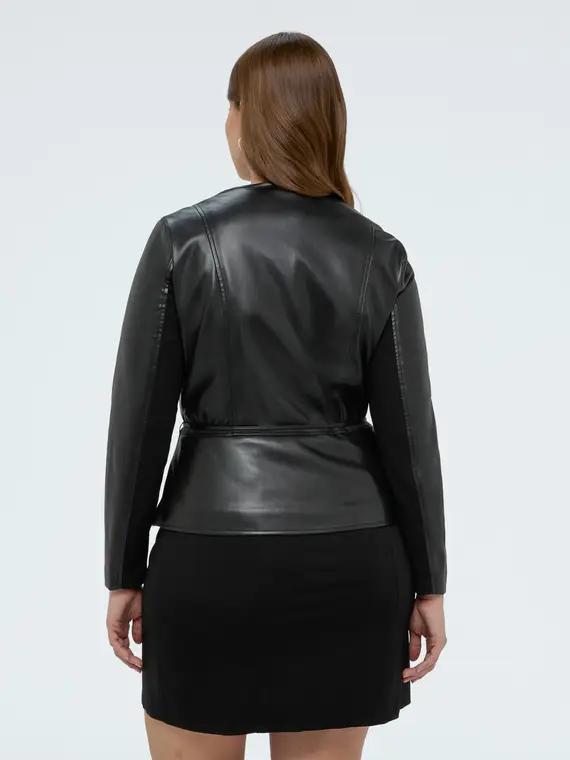 Giacca biker con cinturina Donna, Nero (58 IT) miniatura 3