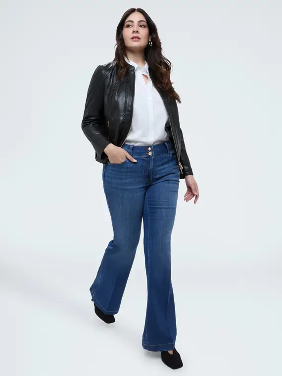 Giacca biker con dettagli intrecciati e inserti stretch Donna, Nero (50 IT)