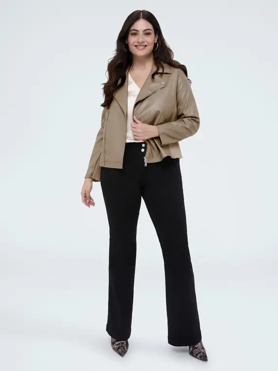 Giacca biker con inserti in tessuto stretch Donna, Grigio (58 IT)